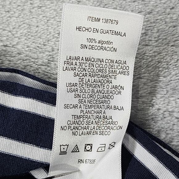 Nautica Top Womens L Blue White Striped Knot Short Sleeves Tee Cotton Casual - Picture 6 of 10